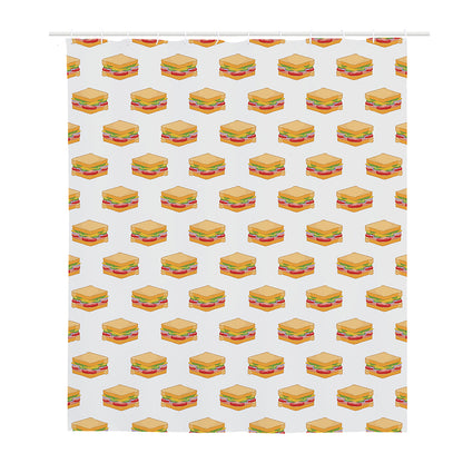 White Sandwiches Pattern Print Polyester Shower Curtain
