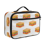 White Sandwiches Pattern Print Portable Lunch Bag