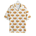 White Sandwiches Pattern Print Rayon Hawaiian Shirt
