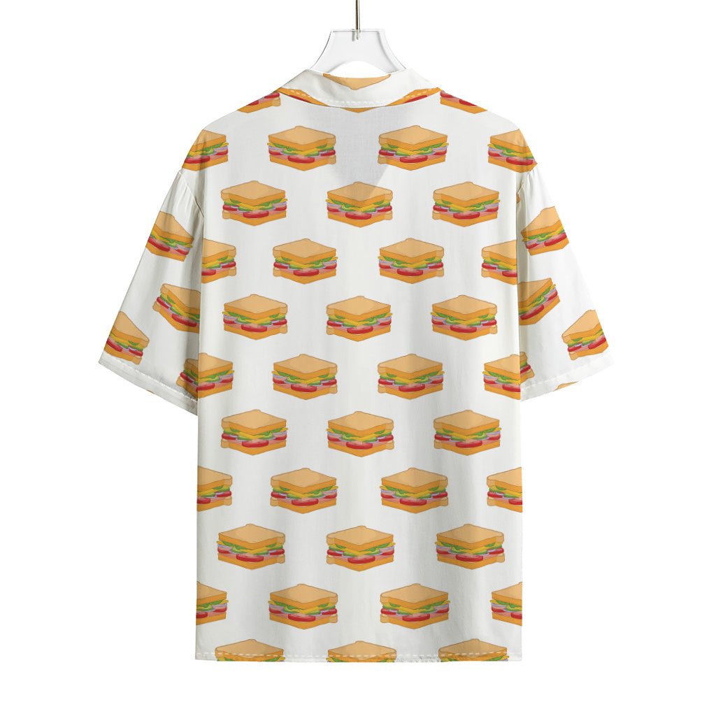 White Sandwiches Pattern Print Rayon Hawaiian Shirt