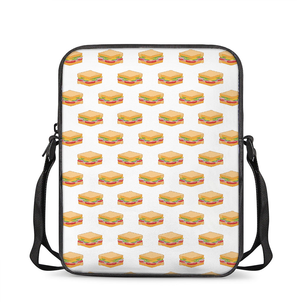 White Sandwiches Pattern Print Rectangular Crossbody Bag