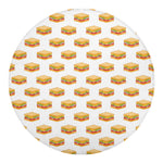White Sandwiches Pattern Print Round Blanket