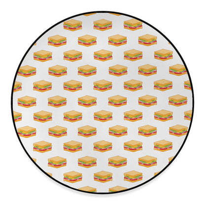 White Sandwiches Pattern Print Round Floor Mat