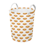 White Sandwiches Pattern Print Round Laundry Basket