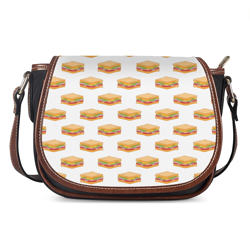White Sandwiches Pattern Print Saddle Bag
