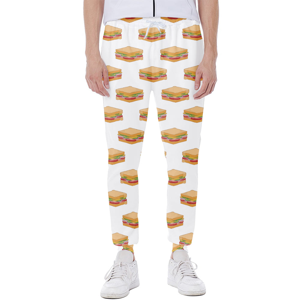 White Sandwiches Pattern Print Scuba Joggers
