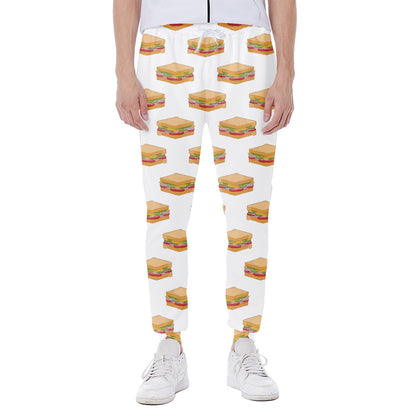 White Sandwiches Pattern Print Scuba Joggers