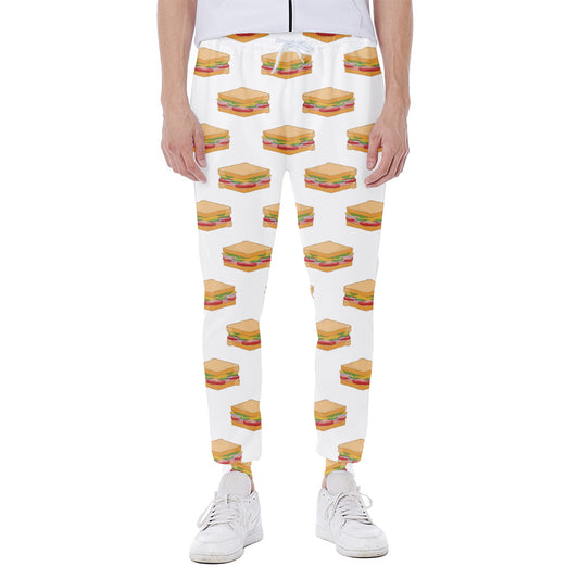 White Sandwiches Pattern Print Scuba Joggers