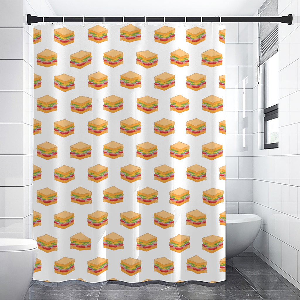 White Sandwiches Pattern Print Shower Curtain