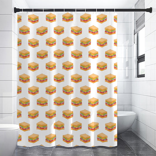 White Sandwiches Pattern Print Shower Curtain