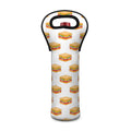 White Sandwiches Pattern Print Single Neoprene Wine Tote