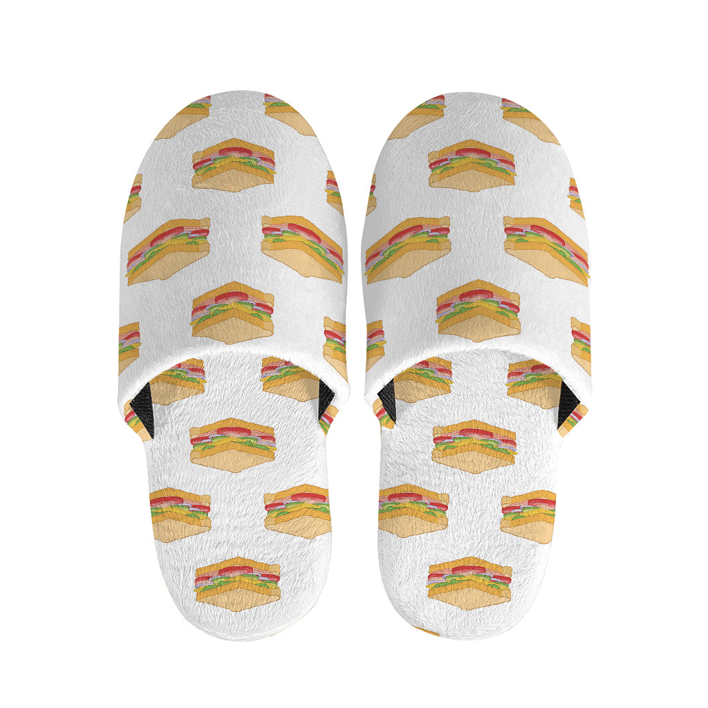 White Sandwiches Pattern Print Slippers