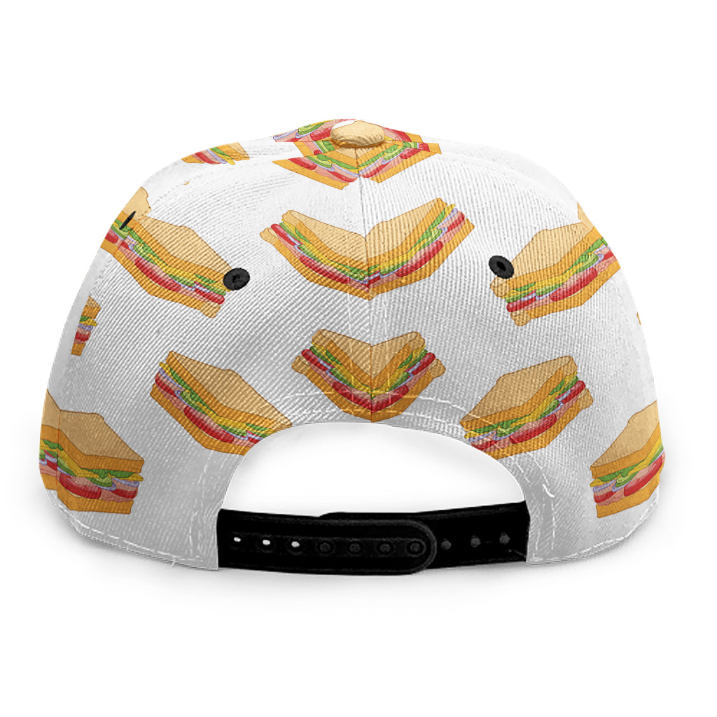 White Sandwiches Pattern Print Snapback Cap