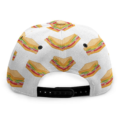 White Sandwiches Pattern Print Snapback Cap