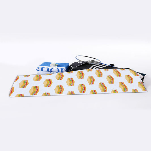 White Sandwiches Pattern Print Sports Towel