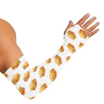 White Sandwiches Pattern Print Sun Protection Arm Sleeves