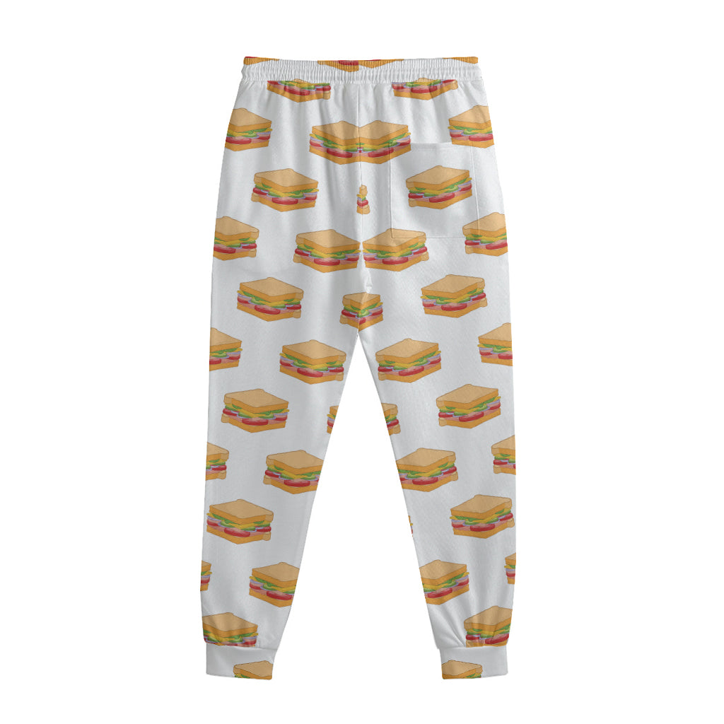White Sandwiches Pattern Print Sweatpants