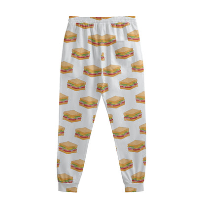 White Sandwiches Pattern Print Sweatpants