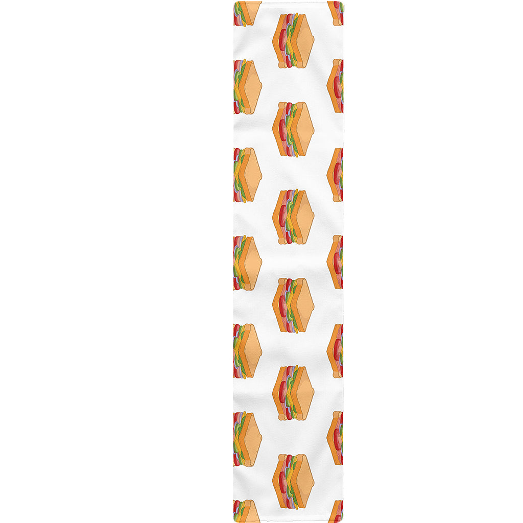 White Sandwiches Pattern Print Table Runner