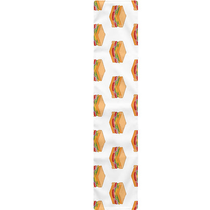 White Sandwiches Pattern Print Table Runner