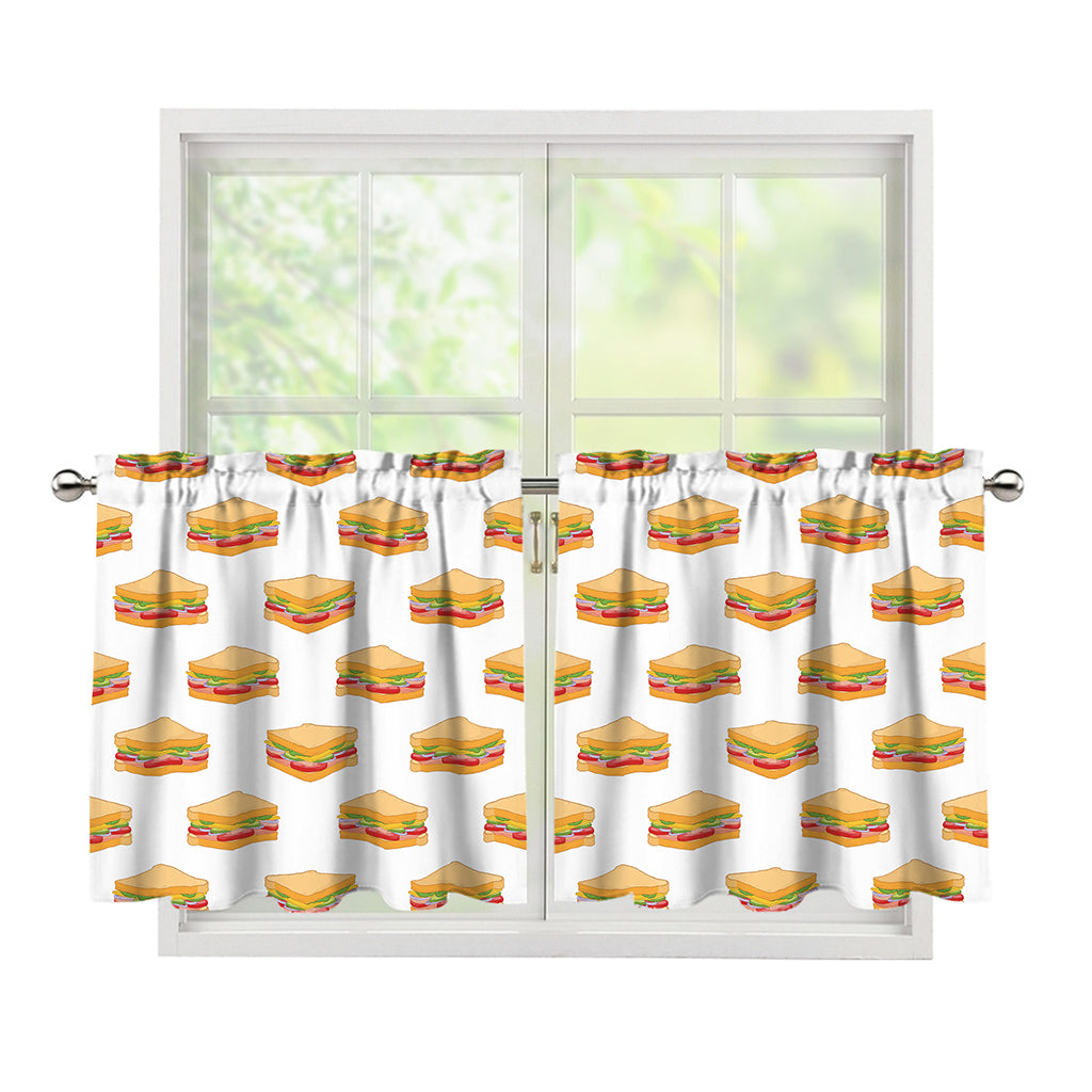 White Sandwiches Pattern Print Tier Curtains
