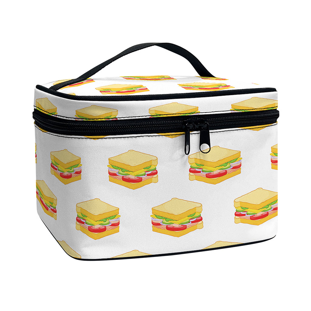 White Sandwiches Pattern Print Travel Makeup Bag