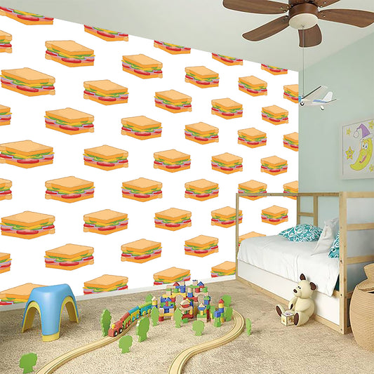 White Sandwiches Pattern Print Wall Sticker