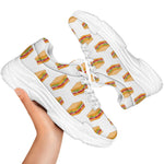 White Sandwiches Pattern Print White Chunky Shoes