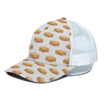 White Sandwiches Pattern Print White Mesh Trucker Cap