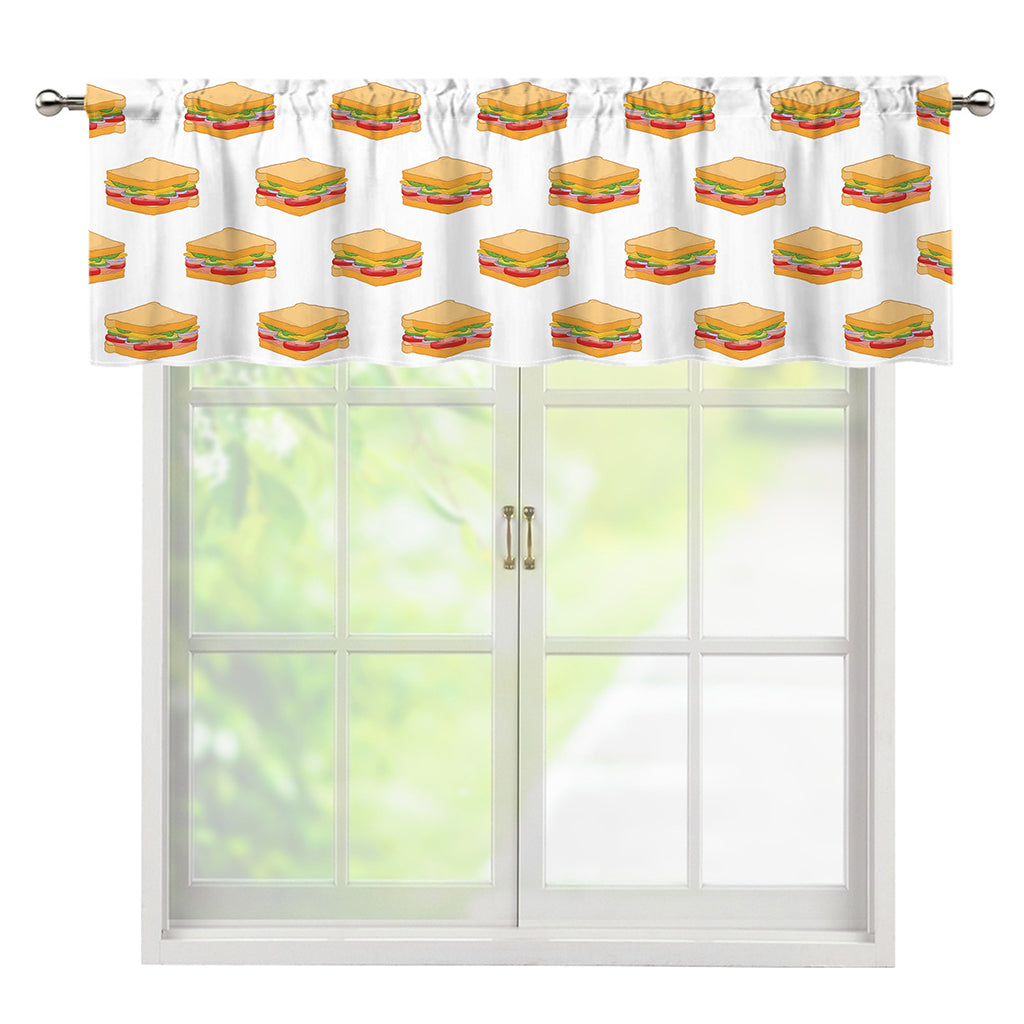 White Sandwiches Pattern Print Window Valance