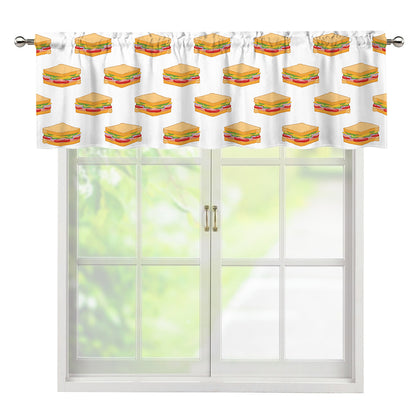 White Sandwiches Pattern Print Window Valance