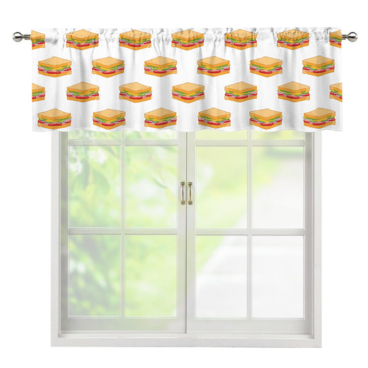 White Sandwiches Pattern Print Window Valance