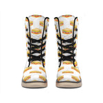 White Sandwiches Pattern Print Winter Boots