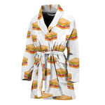 White Sandwiches Pattern Print Women's Bathrobe