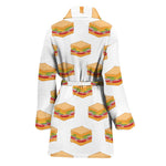 White Sandwiches Pattern Print Women's Bathrobe
