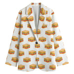 White Sandwiches Pattern Print Women's Blazer