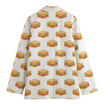 White Sandwiches Pattern Print Women's Blazer