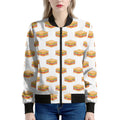 White Sandwiches Pattern Print Women's Bomber Jacket