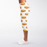White Sandwiches Pattern Print Women's Capri Leggings
