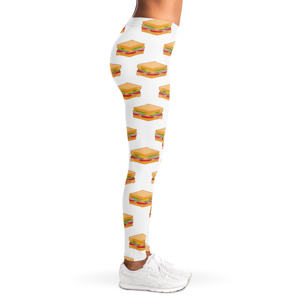 White Sandwiches Pattern Print Women's Leggings
