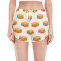 White Sandwiches Pattern Print Women's Split Running Shorts