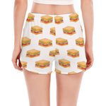 White Sandwiches Pattern Print Women's Split Running Shorts