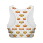 White Sandwiches Pattern Print Women's Sports Bra