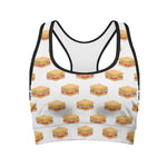 White Sandwiches Pattern Print Women's Sports Bra