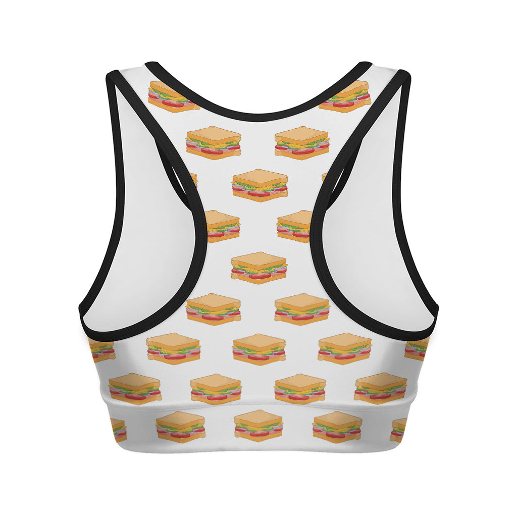 White Sandwiches Pattern Print Women's Sports Bra