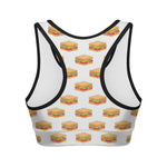 White Sandwiches Pattern Print Women's Sports Bra
