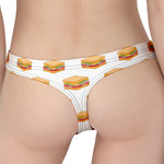 White Sandwiches Pattern Print Women's Thong