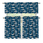 White Shark Pattern Print 3 Piece Kitchen Curtains