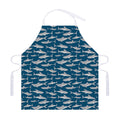 White Shark Pattern Print Adjustable Apron