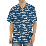 White Shark Pattern Print Aloha Shirt